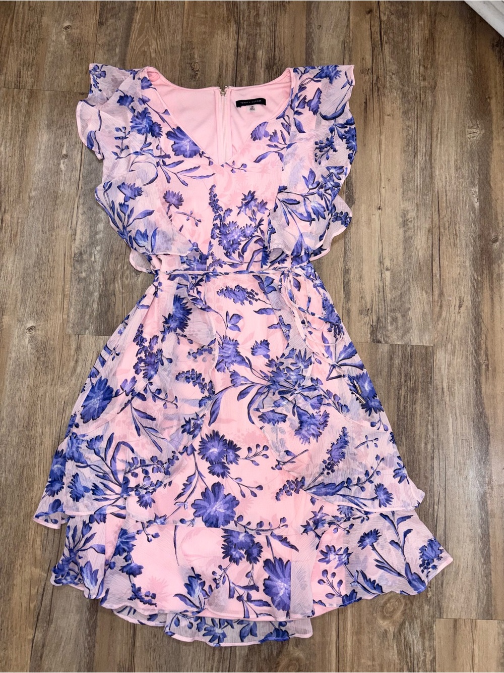 Tommy Hilfiger Pink Dress with Blue Floral Print